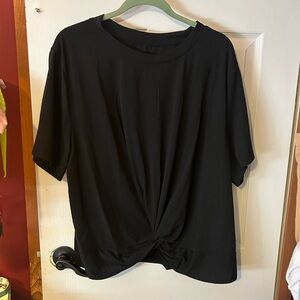 Black Short Sleeve Cropped Twist Front T-Shirt